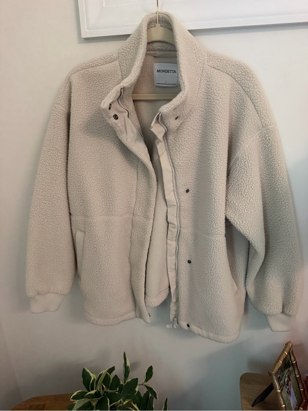 Mondetta Cream Sherpa Jacket with High Collar